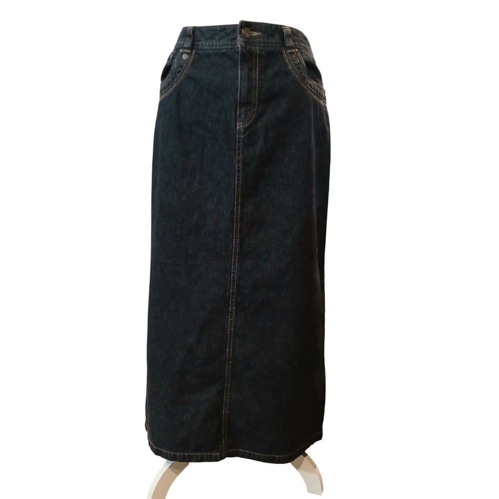 Sonoma 6 Petite Womens Dark Wash Denim Maxi Skirt Indigo Blue Modest